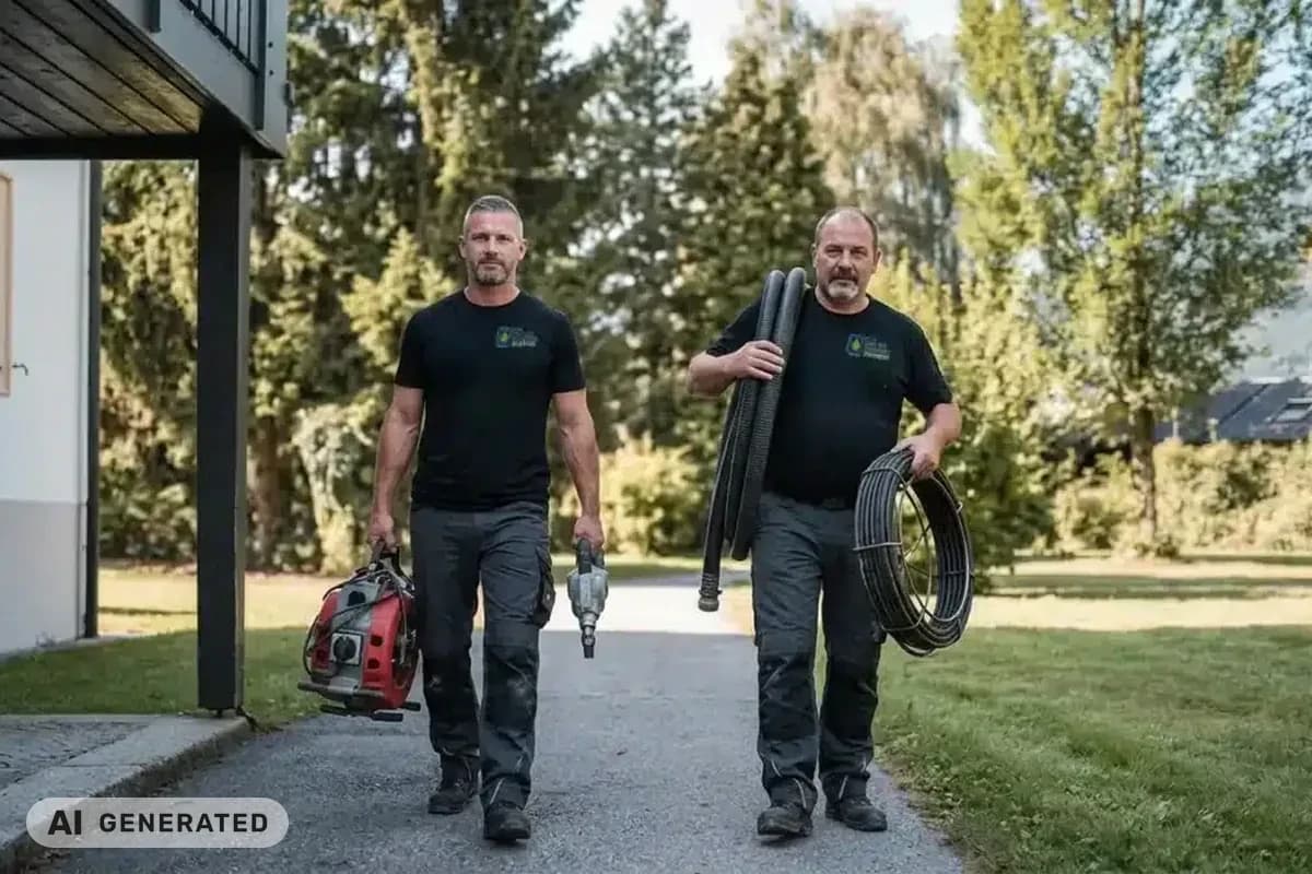 KI-generiertes Bild: Techniker der Rohr- und Kanalservice Staufenberg im Einsatz